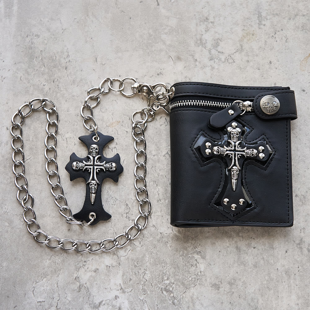 Christianartworkshop Geldbörse mit Kreuz und Totenkopf (mit/ohne Kette): Stille Erinnerung an den Glauben - image 1