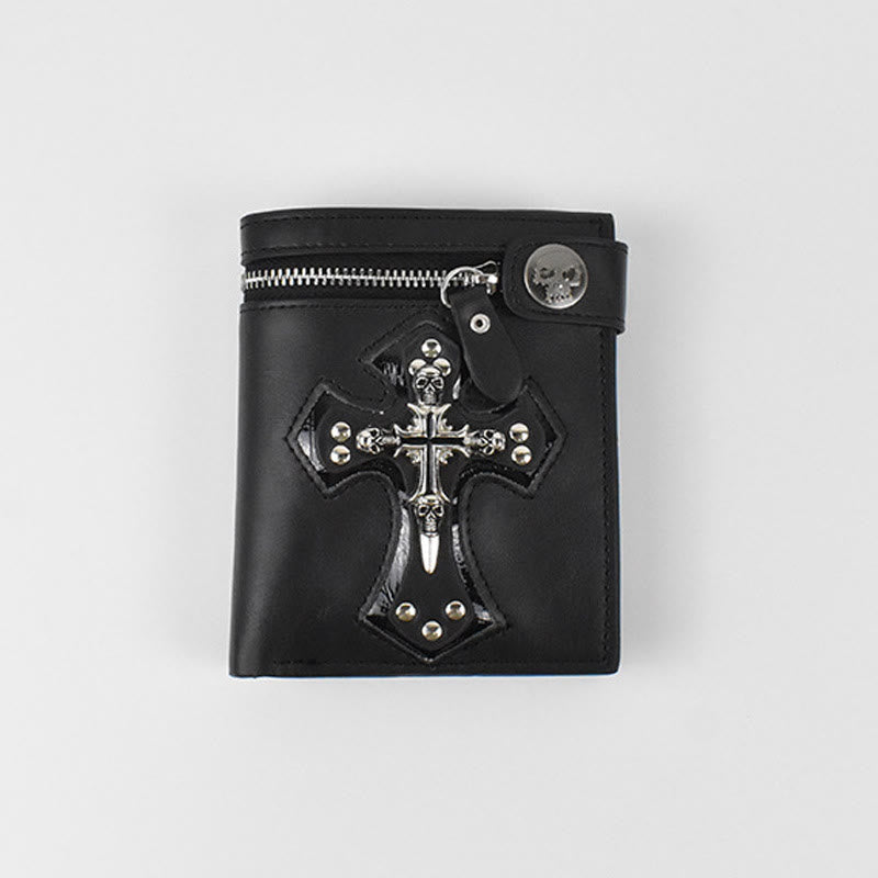 Christianartworkshop Geldbörse mit Kreuz und Totenkopf (mit/ohne Kette): Stille Erinnerung an den Glauben - Ohne Kette - image 4