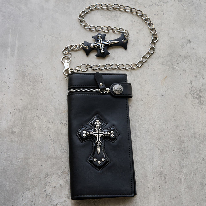 Christianartworkshop Lange/Kurze Geldbörse mit Kreuz- und Totenkopfmotiv: Stille Erinnerung an den Glauben - image 3