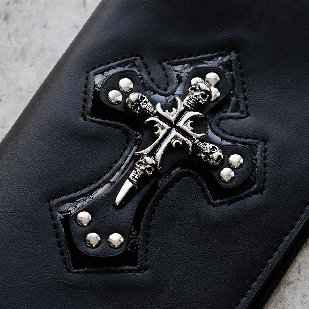 Christianartworkshop Lange/Kurze Geldbörse mit Kreuz- und Totenkopfmotiv: Stille Erinnerung an den Glauben - image 4