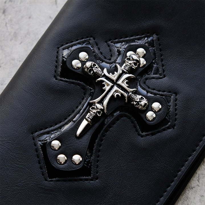 Christianartworkshop Lange/Kurze Geldbörse mit Kreuz- und Totenkopfmotiv: Stille Erinnerung an den Glauben - image 4