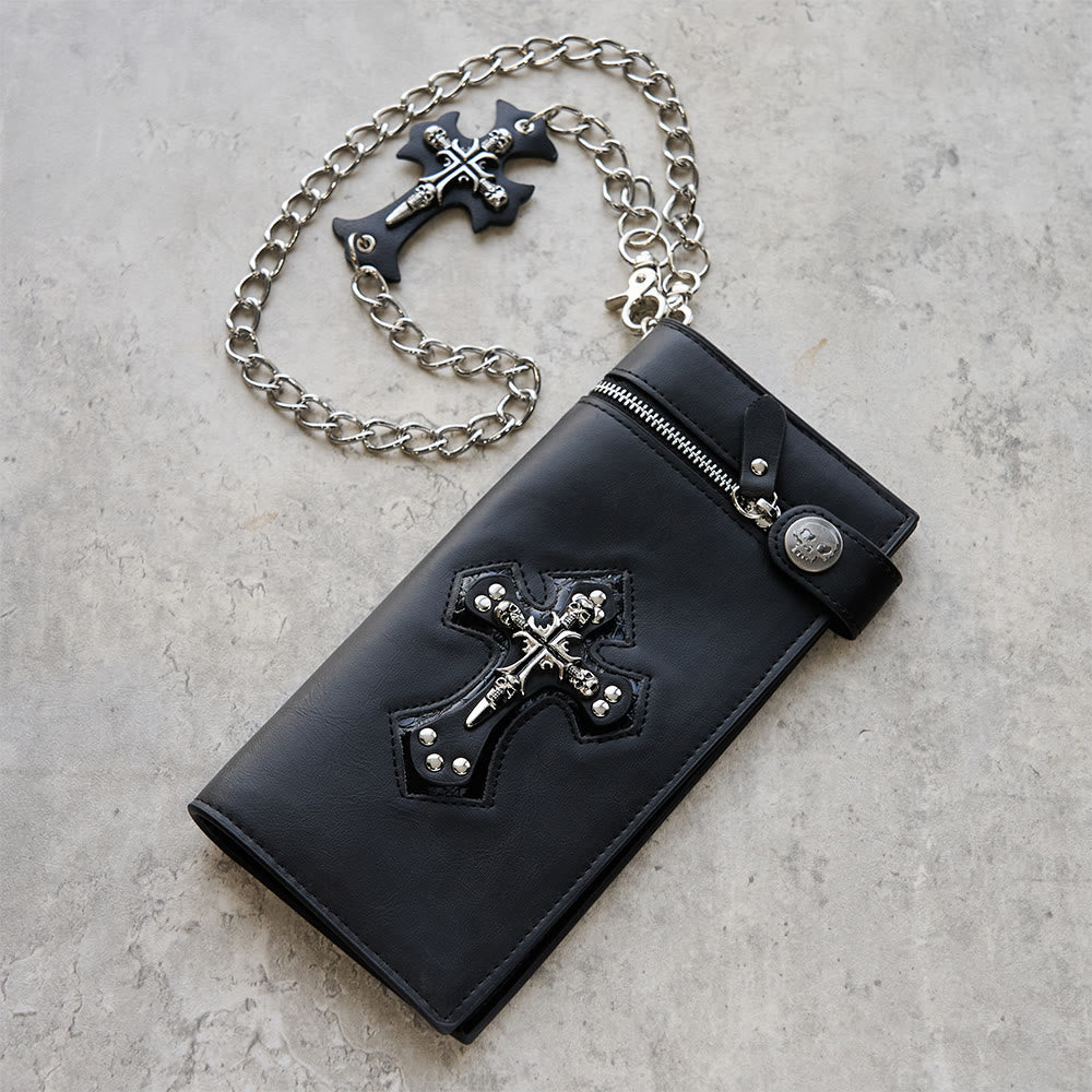 Christianartworkshop Lange/Kurze Geldbörse mit Kreuz- und Totenkopfmotiv: Stille Erinnerung an den Glauben - image 2