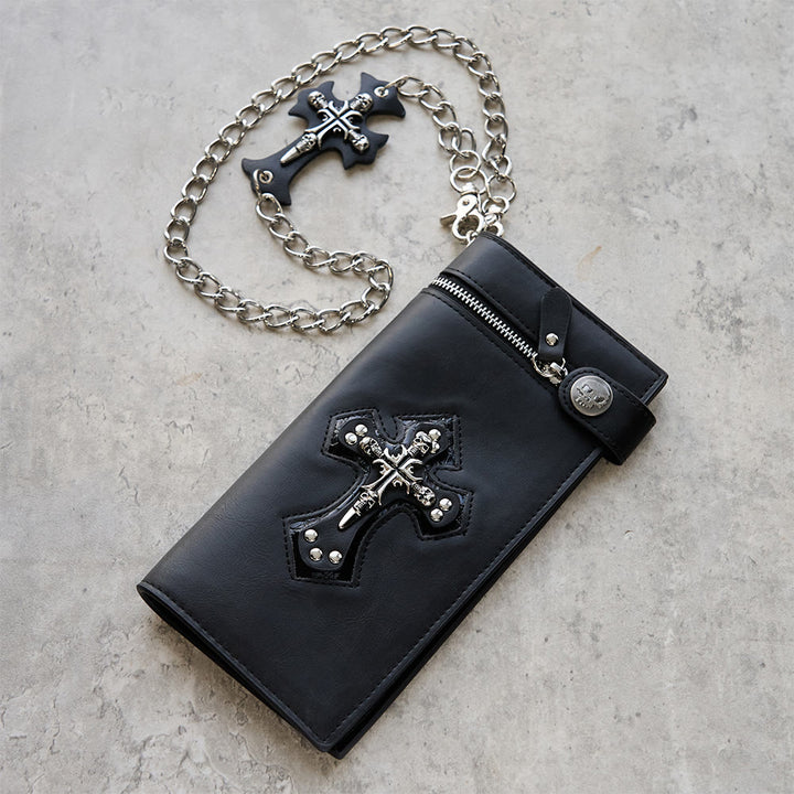 Christianartworkshop Lange/Kurze Geldbörse mit Kreuz- und Totenkopfmotiv: Stille Erinnerung an den Glauben - image 2