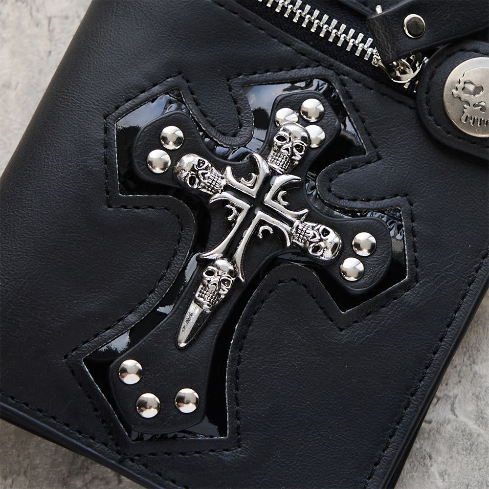 Christianartworkshop Lange/Kurze Geldbörse mit Kreuz- und Totenkopfmotiv: Stille Erinnerung an den Glauben - image 10