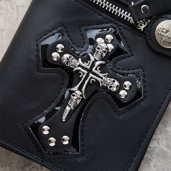 Christianartworkshop Lange/Kurze Geldbörse mit Kreuz- und Totenkopfmotiv: Stille Erinnerung an den Glauben - image 10