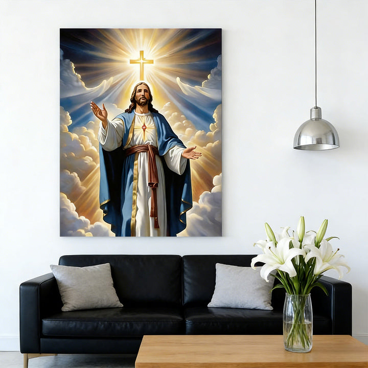 Christianartworkshop Wandbild „Strahlendes Kreuz & Jesus“: Leuchtende Gnade für Ihr Zuhause - image 1