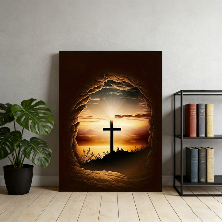 Christianartworkshop Wandbild „Leerer Steinrahmen mit Kreuz“: Hoffnungsvolles Symbol für Ihr Zuhause - image 3