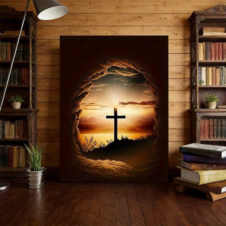 Christianartworkshop Wandbild „Leerer Steinrahmen mit Kreuz“: Hoffnungsvolles Symbol für Ihr Zuhause - image 2