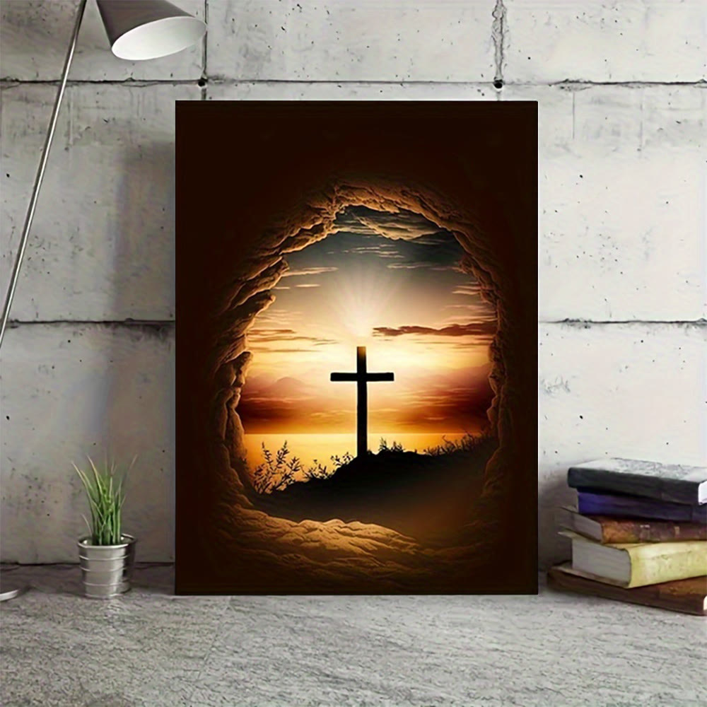 Christianartworkshop Wandbild „Leerer Steinrahmen mit Kreuz“: Hoffnungsvolles Symbol für Ihr Zuhause - image 4
