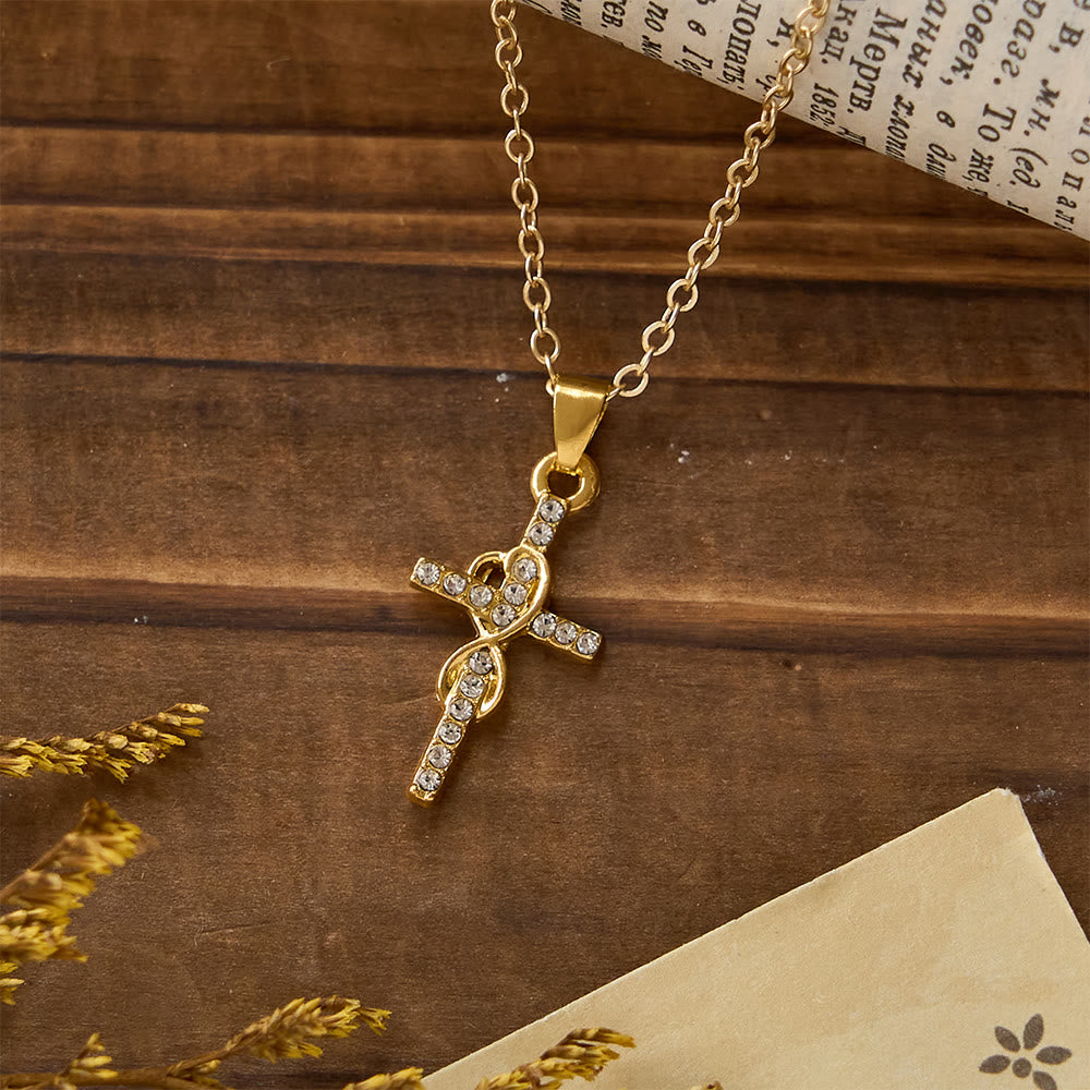 Christianartworkshop Mehrfarbige elegante Infinity Herz-Kreuz-Anhänger-Halskette - Golden - image 3