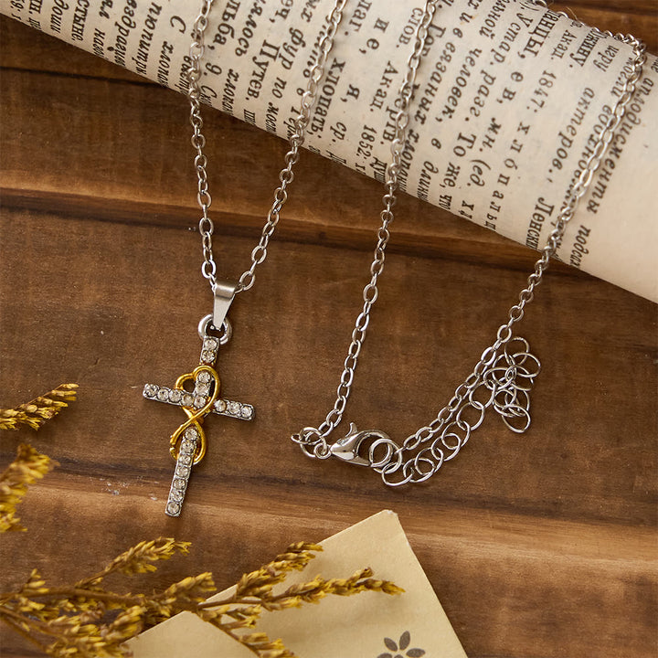 Christianartworkshop Mehrfarbige elegante Infinity Herz-Kreuz-Anhänger-Halskette - Gold & Silber - image 2