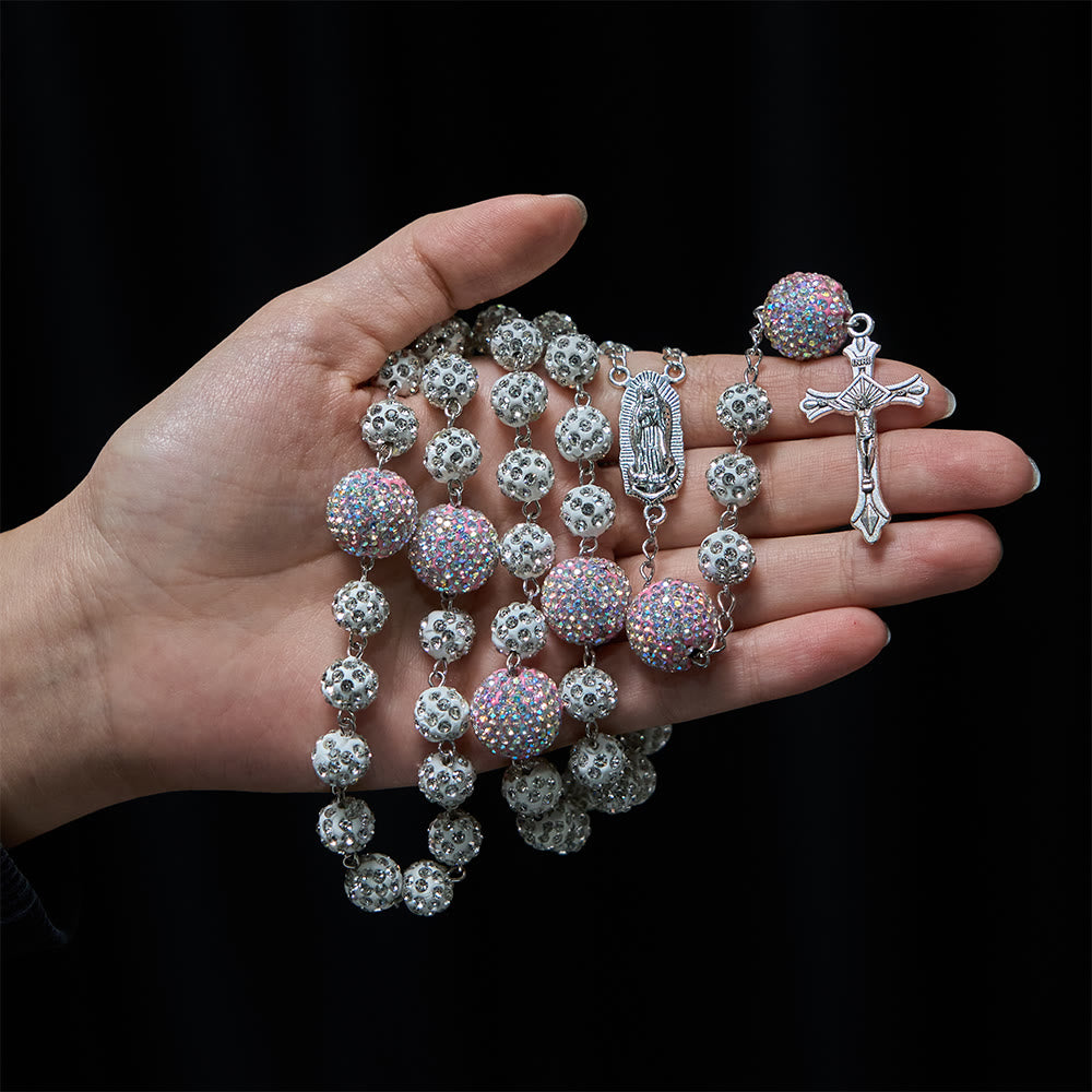 Christianartworkshop Funkelnder Rosenkranz mit Marienmotiv und Kruzifix: Stille Erinnerung an Gnade und Andacht - image 1