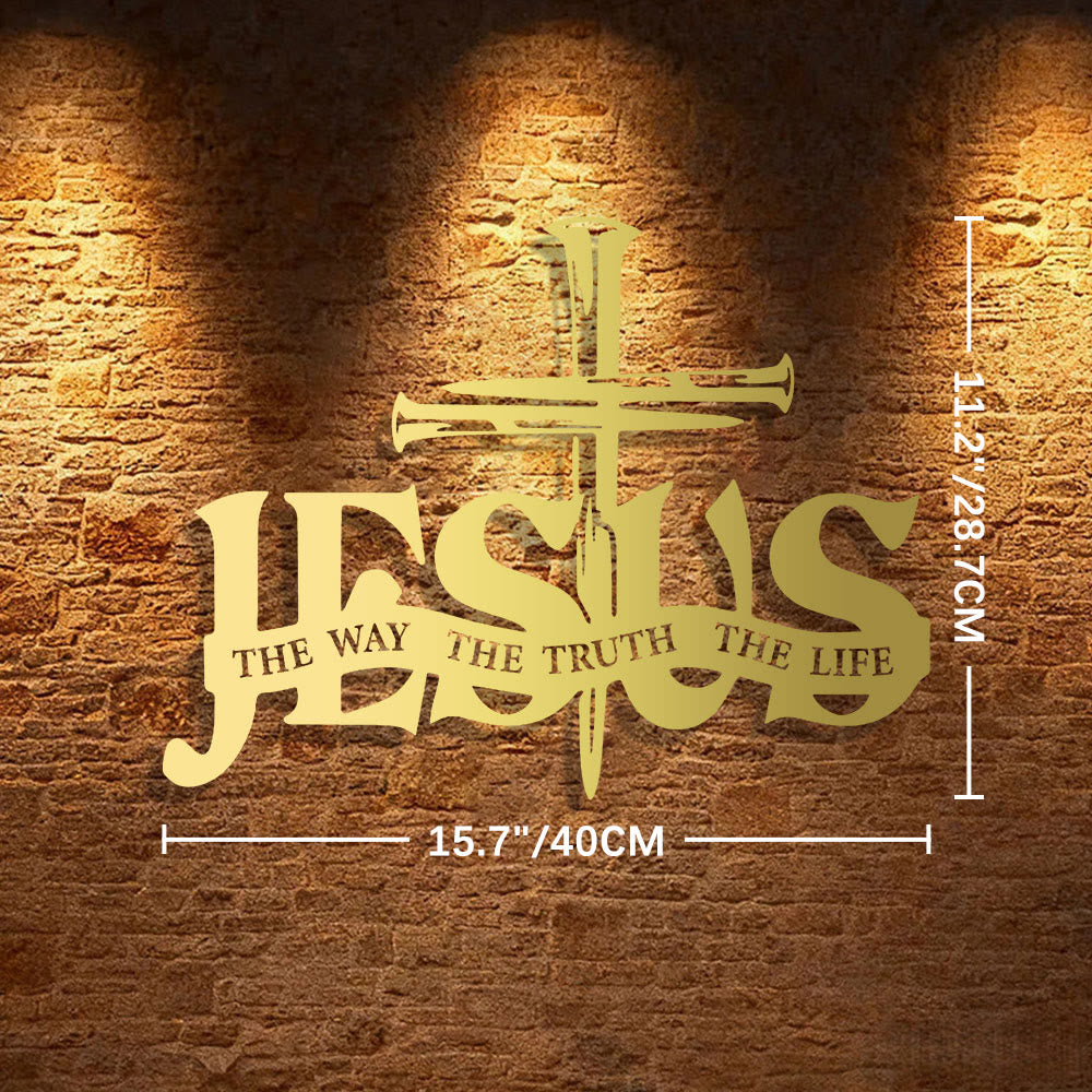 Christianartworkshop Wanddekoration aus Metall: Jesus und Kreuz – Wohnaccessoires - 15,7"*11,2"0,04"/40*28,7*0,1cm - Golden - image 19
