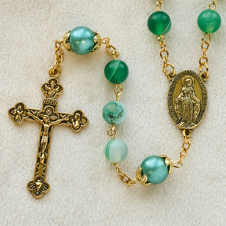 Rosenkranz mit Wundermedaille und Kruzifix von Christianartworkshop, 6 mm rund, grün, aus Kristalllegierung - image 5