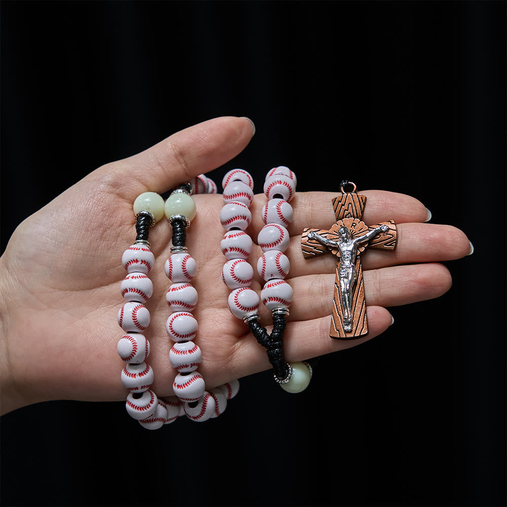 Christianartworkshop Rosenkranz mit Baseballmotiv und Kruzifix: Glaube und Leidenschaft für Sportbegeisterte - image 1