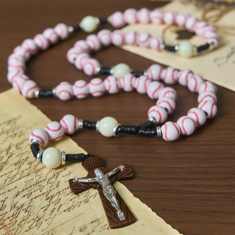 Christianartworkshop Rosenkranz mit Baseballmotiv und Kruzifix: Glaube und Leidenschaft für Sportbegeisterte - image 2