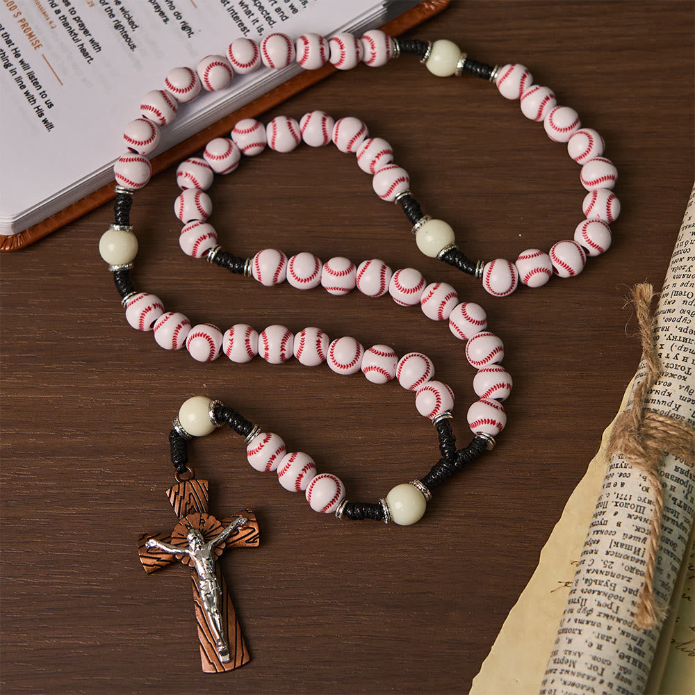 Christianartworkshop Rosenkranz mit Baseballmotiv und Kruzifix: Glaube und Leidenschaft für Sportbegeisterte - Baseball-Rosenkranz - image 0