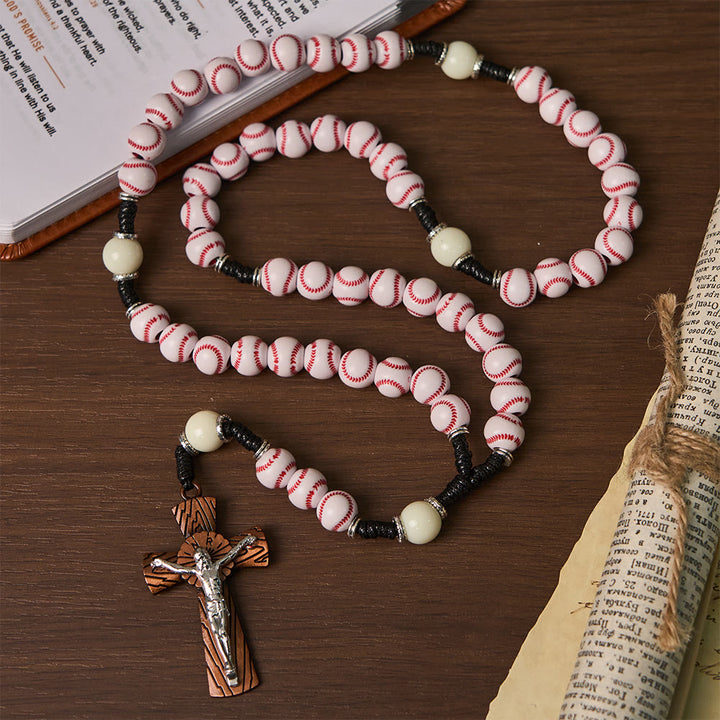 Christianartworkshop Rosenkranz mit Baseballmotiv und Kruzifix: Glaube und Leidenschaft für Sportbegeisterte - Baseball-Rosenkranz - image 0
