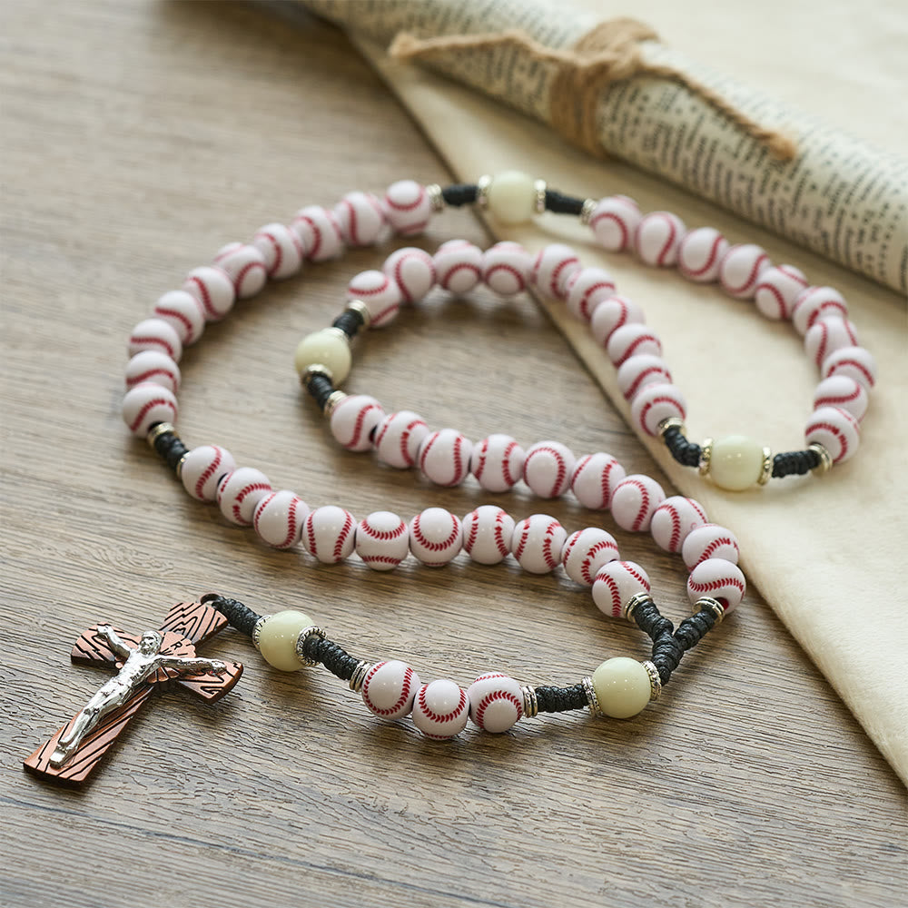 Christianartworkshop Rosenkranz mit Baseballmotiv und Kruzifix: Glaube und Leidenschaft für Sportbegeisterte - image 3