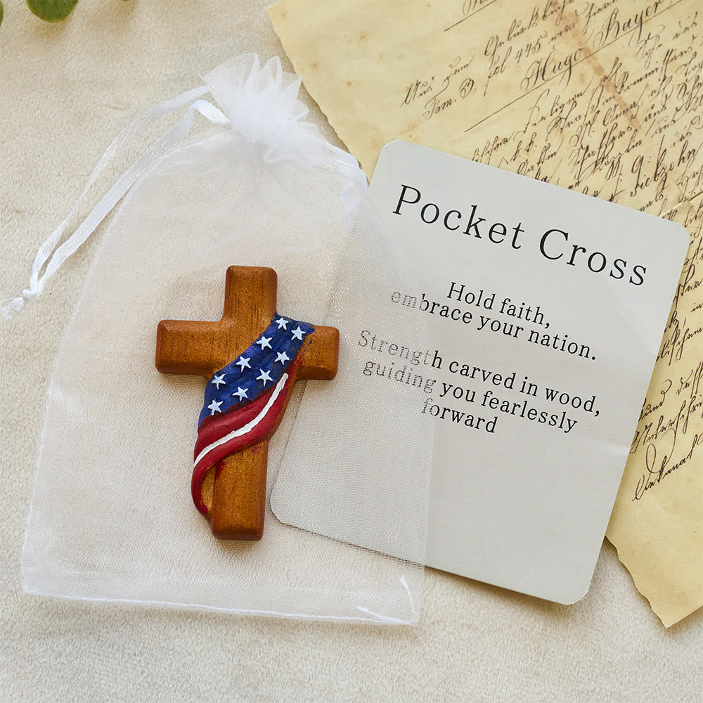 Christianartworkshop Taschenkreuz mit amerikanischer Flagge: Standhafter Glaube für den täglichen Gebrauch - Amerikanische Flagge - image 0