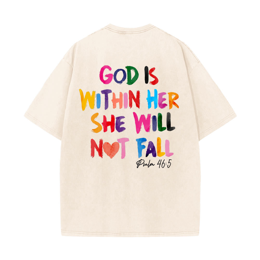 Christianartworkshop Gott ist in ihr, sie wird nicht fallen Unisex-T-Shirt (vorgewaschen) - Beige - 4XL - image 0