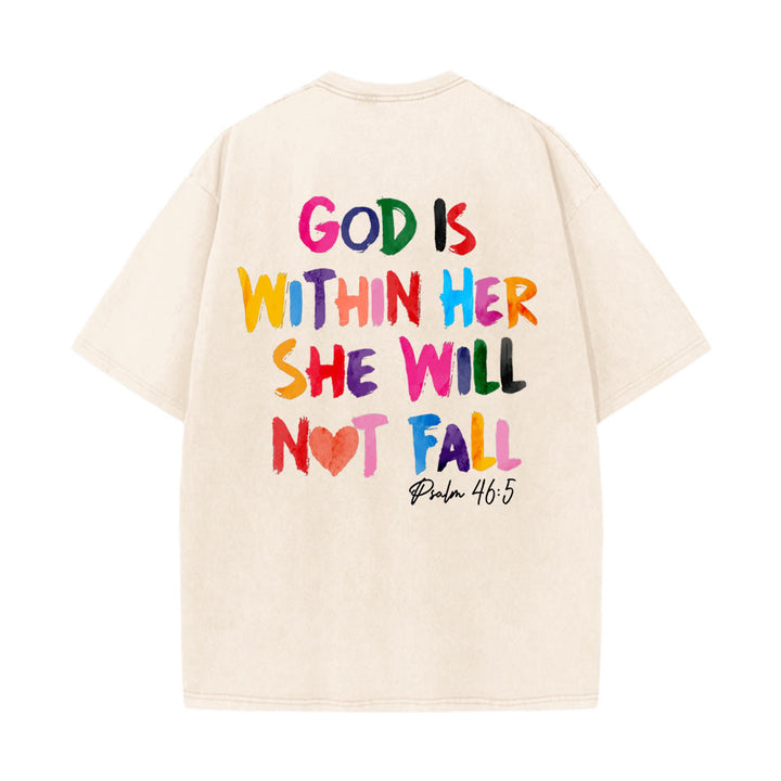 Christianartworkshop Gott ist in ihr, sie wird nicht fallen Unisex-T-Shirt (vorgewaschen) - Beige - 4XL - image 0