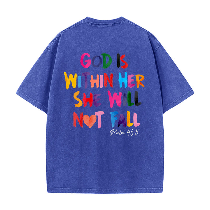 Christianartworkshop Gott ist in ihr, sie wird nicht fallen Unisex-T-Shirt (vorgewaschen) - Blau - 4XL - image 6