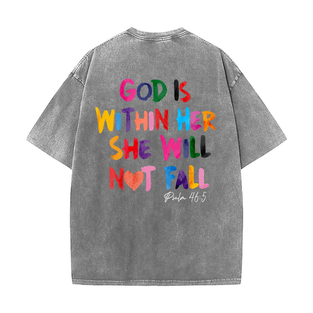 Christianartworkshop Gott ist in ihr, sie wird nicht fallen Unisex-T-Shirt (vorgewaschen) - Grau - 4XL - image 17