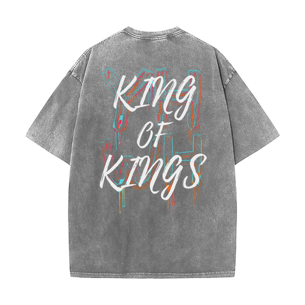 Christianartworkshop King Of Kings Unisex Washed T-Shirt - Grau - 4XL - image 14