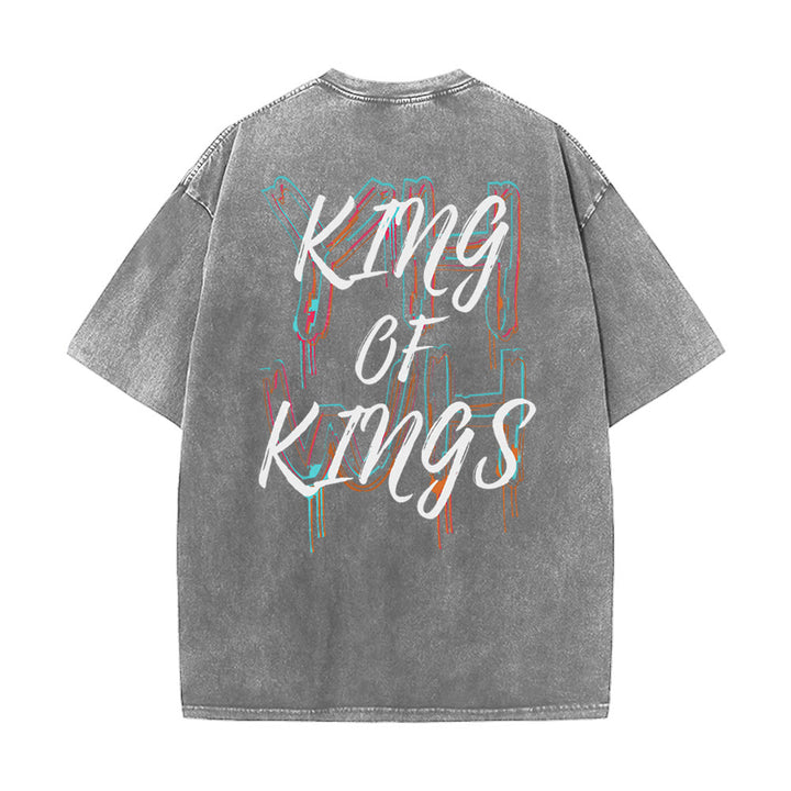 Christianartworkshop King Of Kings Unisex Washed T-Shirt - Grau - 4XL - image 14