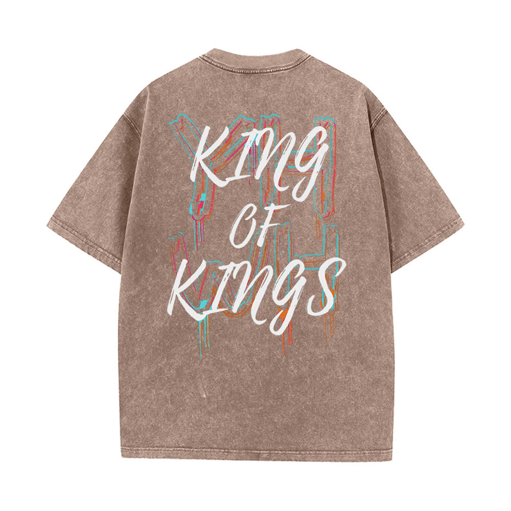 Christianartworkshop King Of Kings Unisex Washed T-Shirt - Khaki - 4XL - image 10