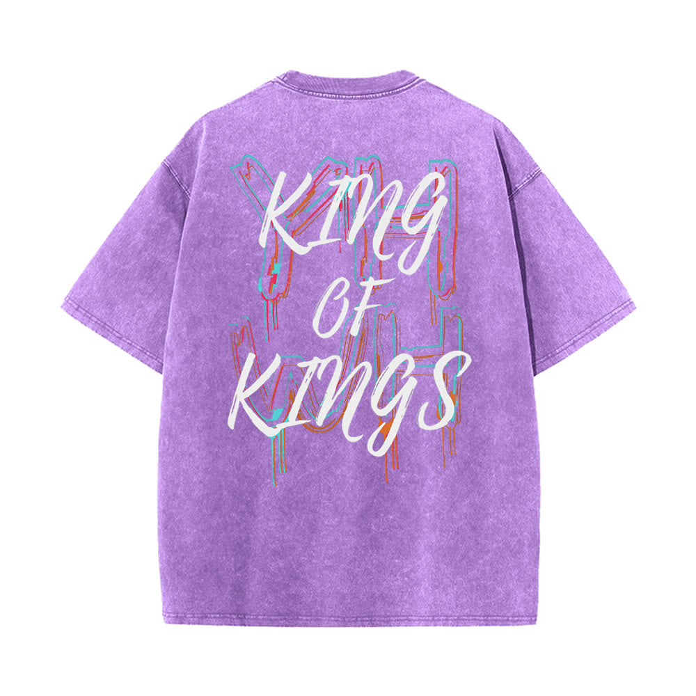 Christianartworkshop King Of Kings Unisex Washed T-Shirt - Lila - 4XL - image 8