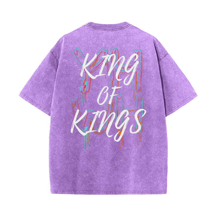 Christianartworkshop King Of Kings Unisex Washed T-Shirt - Lila - 4XL - image 8