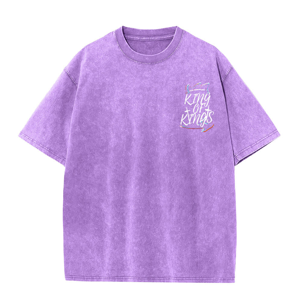 Christianartworkshop King Of Kings Unisex Washed T-Shirt - image 9