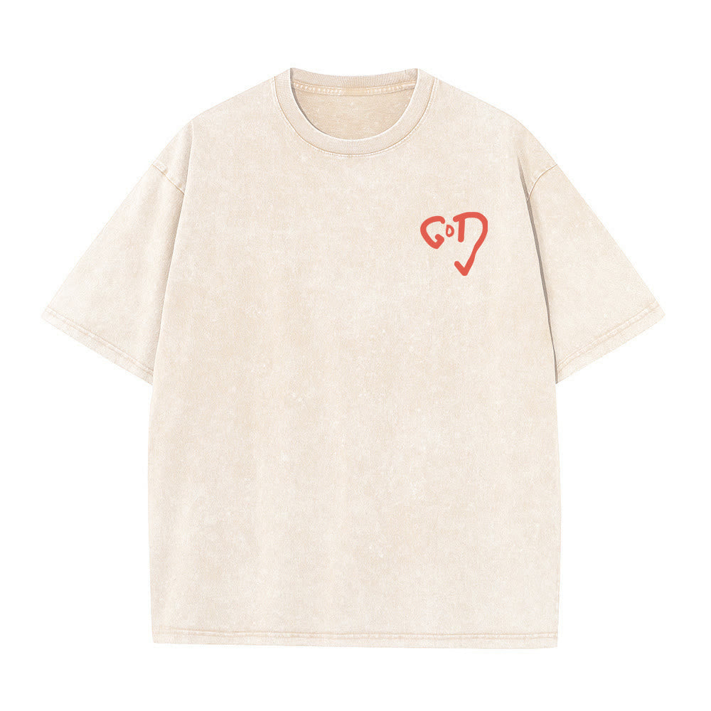 Christianartworkshop Gott Herz Unisex gewaschenes T-Shirt - image 3