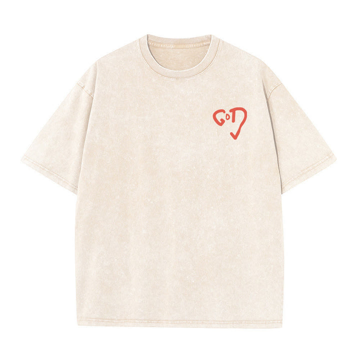 Christianartworkshop Gott Herz Unisex gewaschenes T-Shirt - image 3