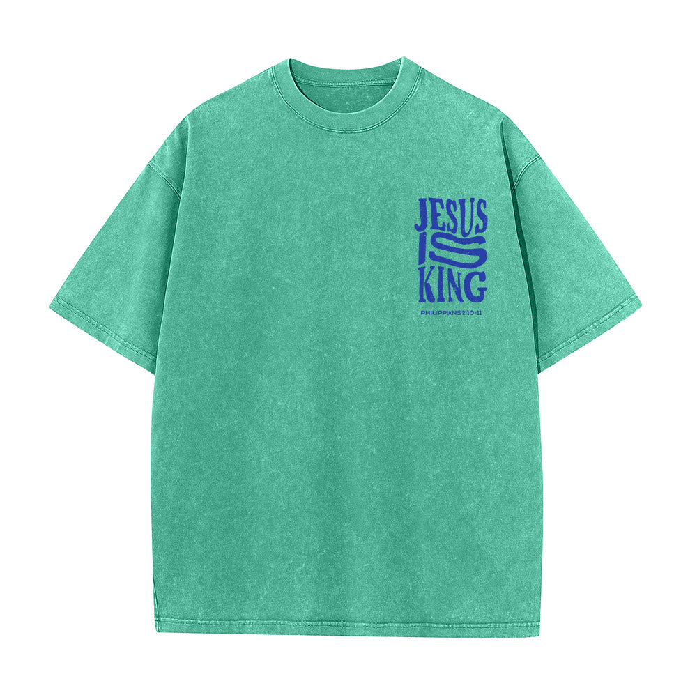 Christianartworkshop Jesus Is King Grafik Unisex Washed T-Shirt - image 13