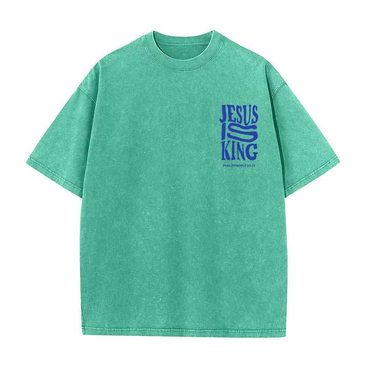 Christianartworkshop Jesus Is King Grafik Unisex Washed T-Shirt - image 13