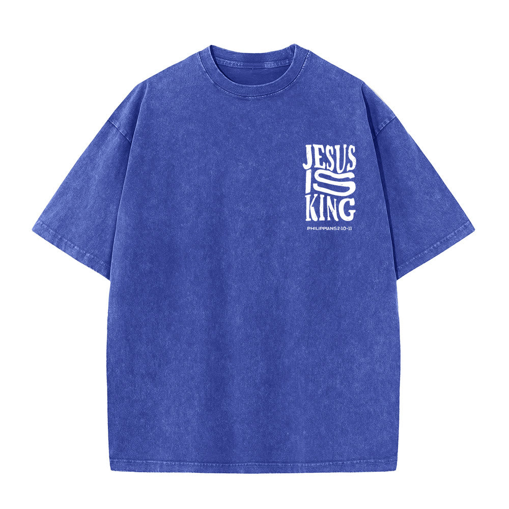 Christianartworkshop Jesus Is King Grafik Unisex Washed T-Shirt - image 9