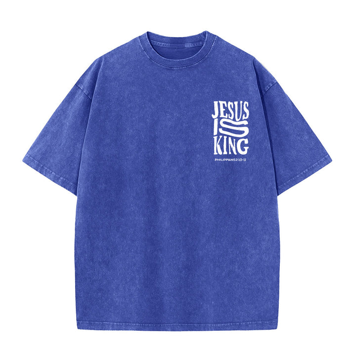 Christianartworkshop Jesus Is King Grafik Unisex Washed T-Shirt - image 9