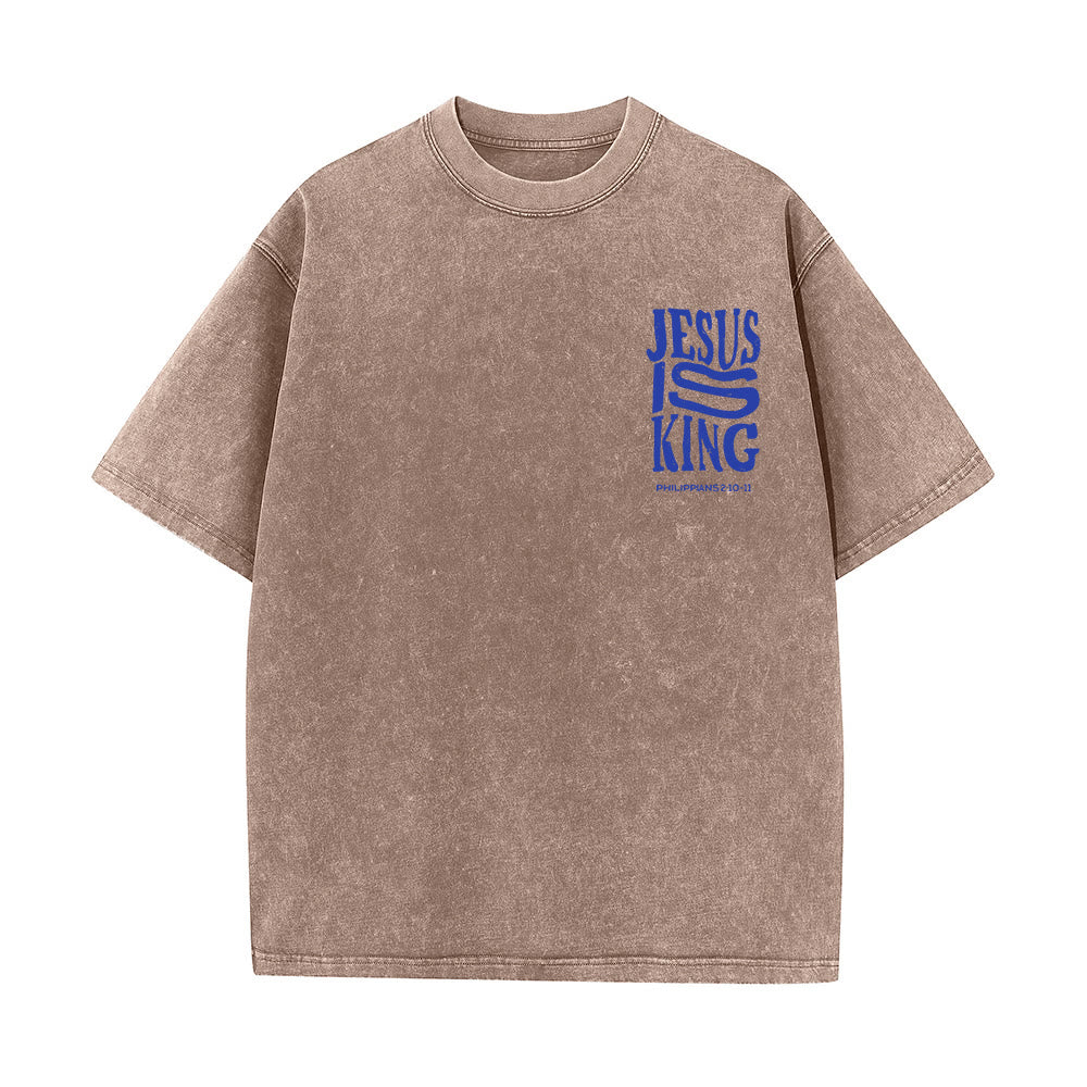 Christianartworkshop Jesus Is King Grafik Unisex Washed T-Shirt - image 7