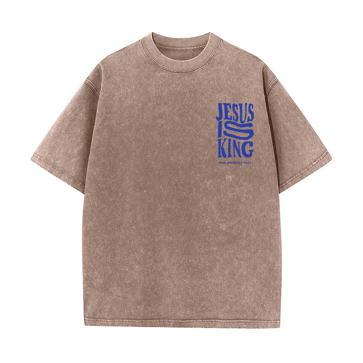 Christianartworkshop Jesus Is King Grafik Unisex Washed T-Shirt - image 7