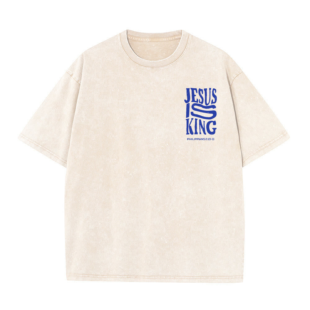 Christianartworkshop Jesus Is King Grafik Unisex Washed T-Shirt - image 1