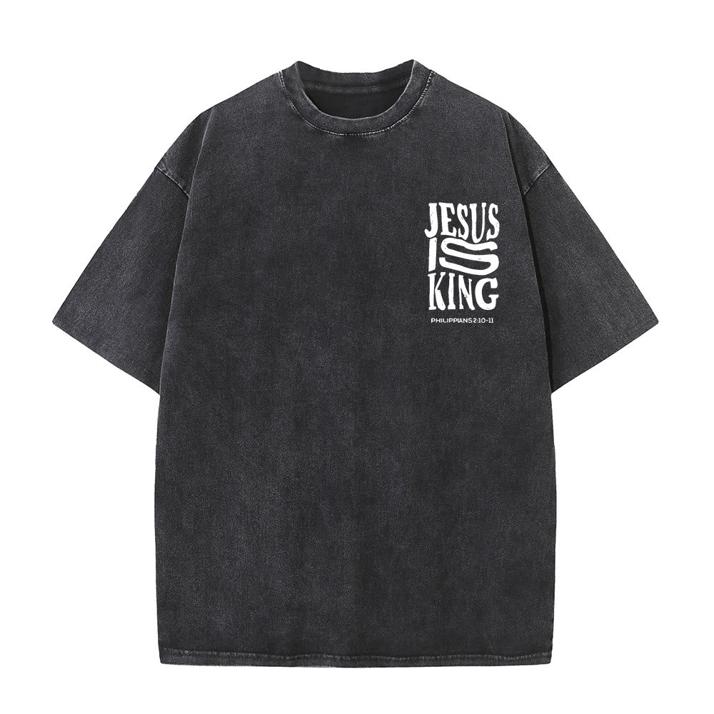 Christianartworkshop Jesus Is King Grafik Unisex Washed T-Shirt - image 3