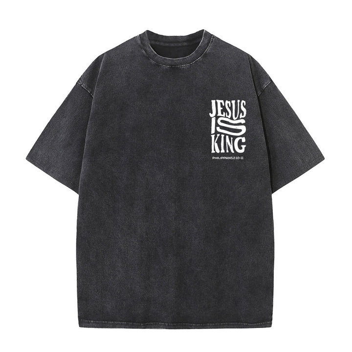 Christianartworkshop Jesus Is King Grafik Unisex Washed T-Shirt - image 3