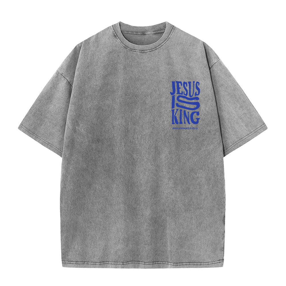 Christianartworkshop Jesus Is King Grafik Unisex Washed T-Shirt - image 5