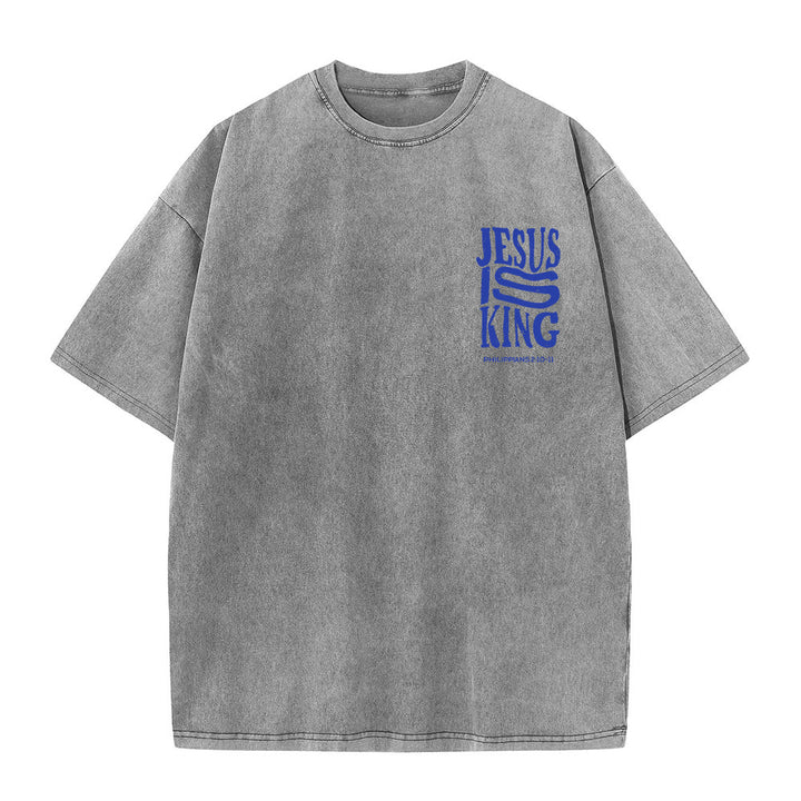 Christianartworkshop Jesus Is King Grafik Unisex Washed T-Shirt - image 5