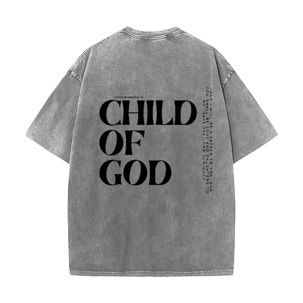 Christianartworkshop Kind Gottes Grafik Unisex gewaschenes T-Shirt - Grau - 5XL - image 4