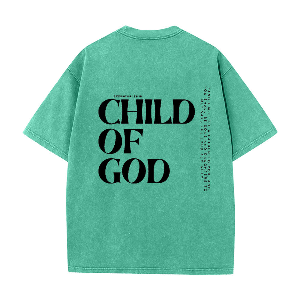 Christianartworkshop Kind Gottes Grafik Unisex gewaschenes T-Shirt - Grün - 5XL - image 12