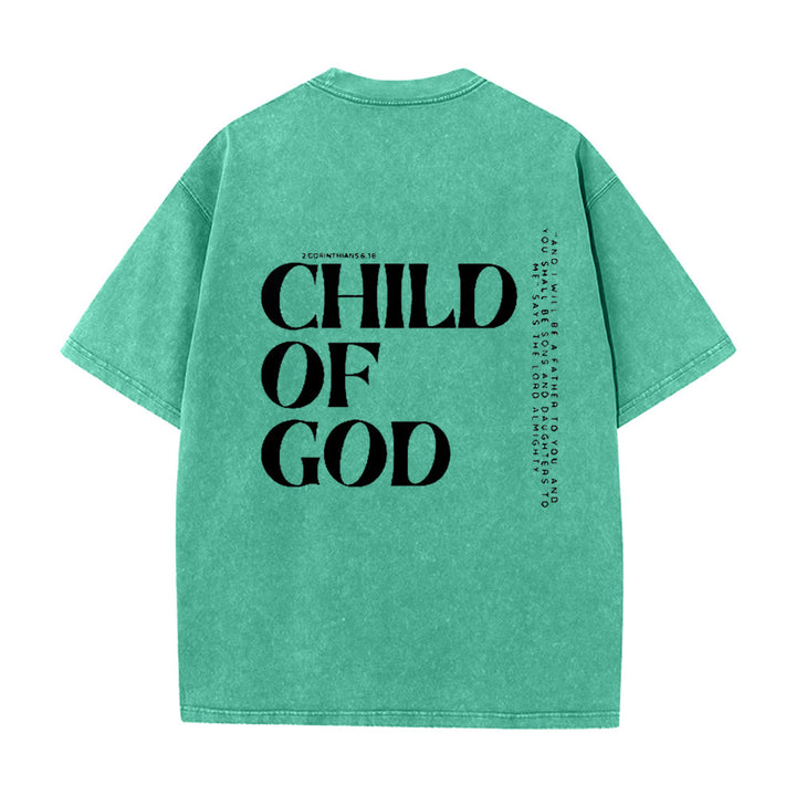 Christianartworkshop Kind Gottes Grafik Unisex gewaschenes T-Shirt - Grün - 5XL - image 12